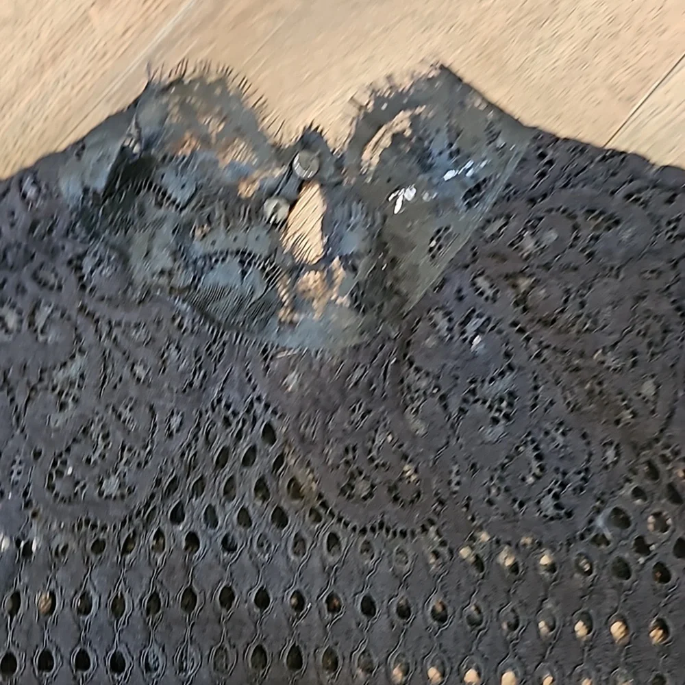 ZARA BLACK LACE HIGH NECK  goth. Dark Romantic SHEER TOP.  small